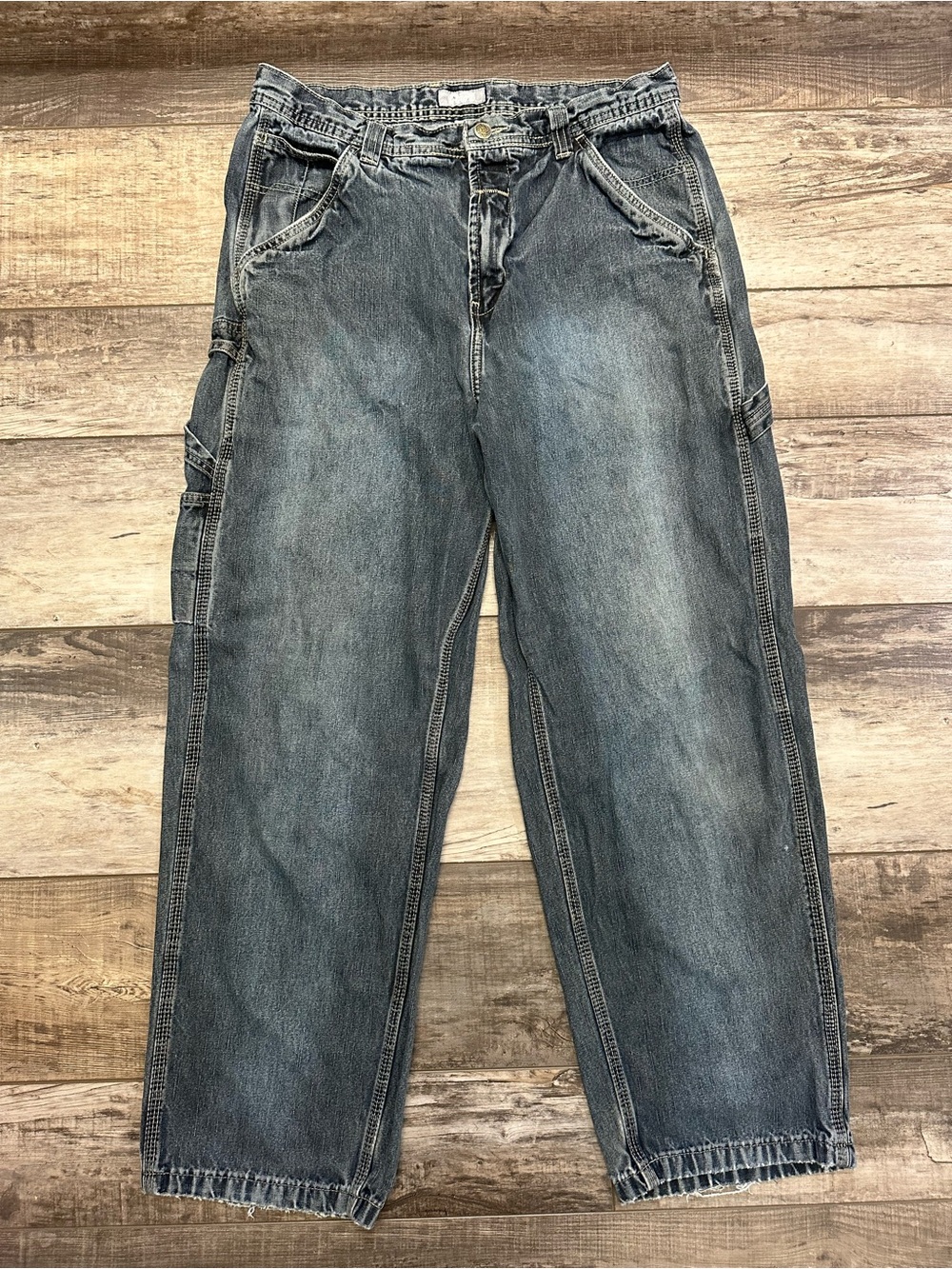 Relaxed Fit Washed Blue Men's Carpenter Jeans